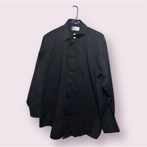 Botany 500 Black Button Up Shirt Men's Size 16 Formal Wear Long Sleeve